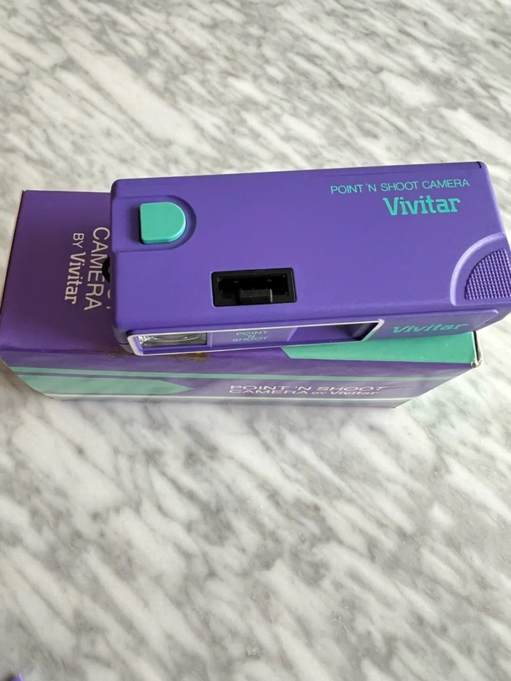 80s Avon Vivitar Point 'N Shoot Camera in Purple with Teal Accents